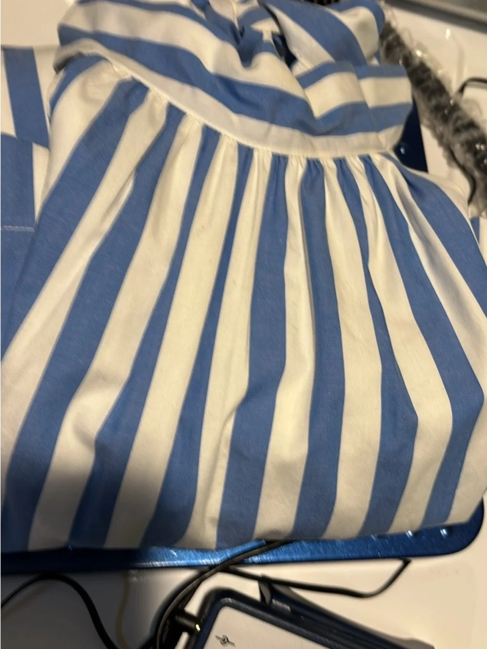 J. Crew Blue and White Vertical Stripe Halter Tank